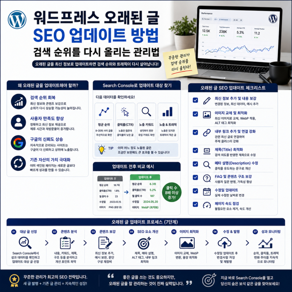 워드프레스 오래된 글 SEO 업데이트 방법