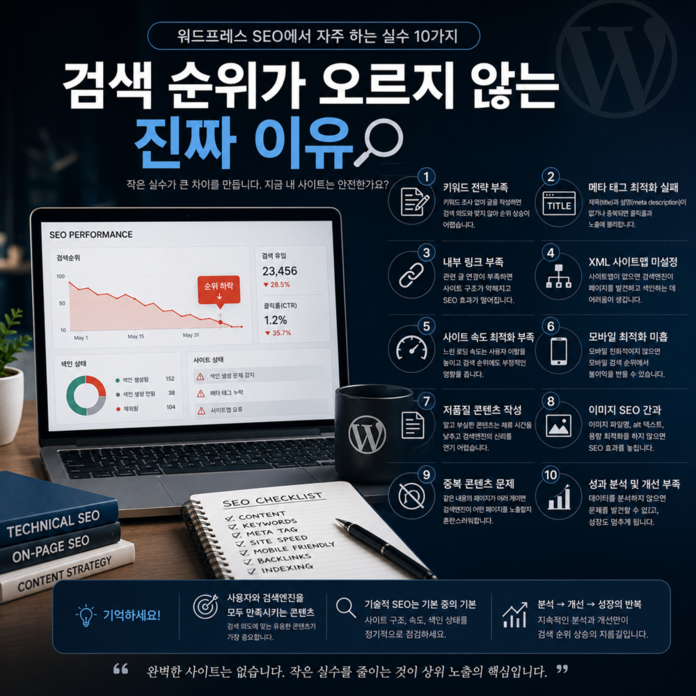 워드프레스 SEO에서 자주 하는 실수 10가지