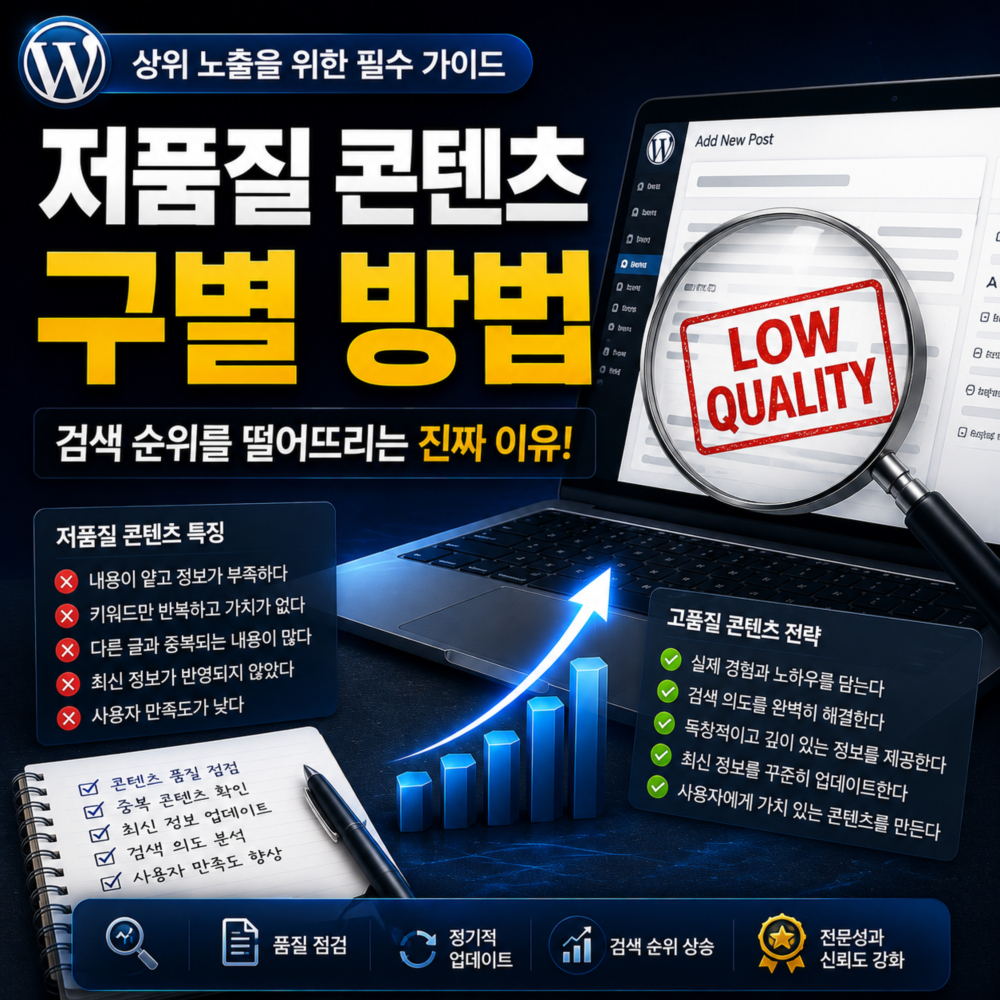 워드프레스 저품질 콘텐츠 구별 방법