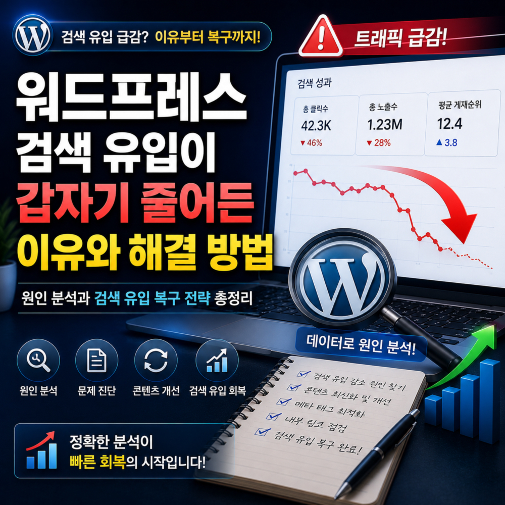 워드프레스 검색 유입이 갑자기 줄어든 이유, 원인 분석과 복구 방법